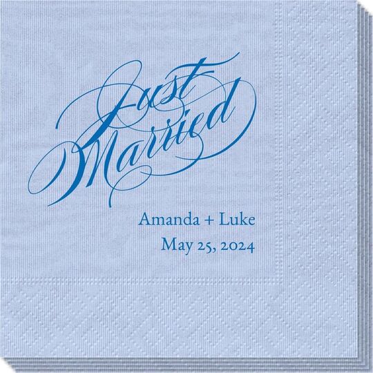 Romantic Just Married Moire Napkins